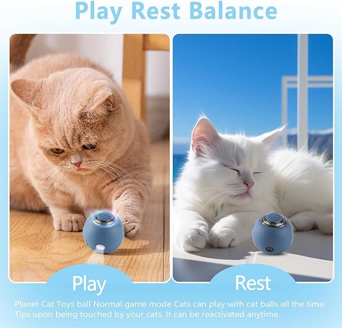 ROTATING CAT TOY BALL - INTERACTIVE RECHARGEABLE LED BALL FOR CATS