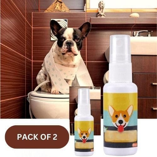 Natural potty training spray for dogs and cats in a spray bottle.