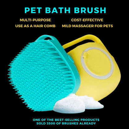 BRUSH FOR PETS' BATHING & MASSAGE | SILICONE BRUSH WITH HOOKS | MULTIPURPOSE