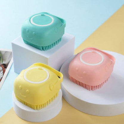 BRUSH FOR PETS' BATHING & MASSAGE | SILICONE BRUSH WITH HOOKS | MULTIPURPOSE