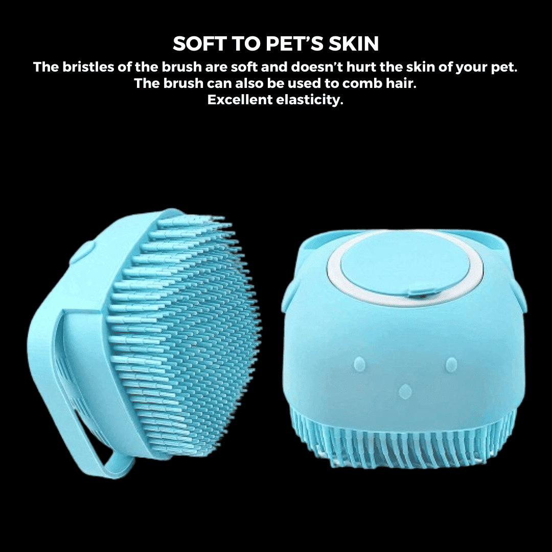 BRUSH FOR PETS' BATHING & MASSAGE | SILICONE BRUSH WITH HOOKS | MULTIPURPOSE