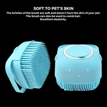 BRUSH FOR PETS' BATHING & MASSAGE | SILICONE BRUSH WITH HOOKS | MULTIPURPOSE