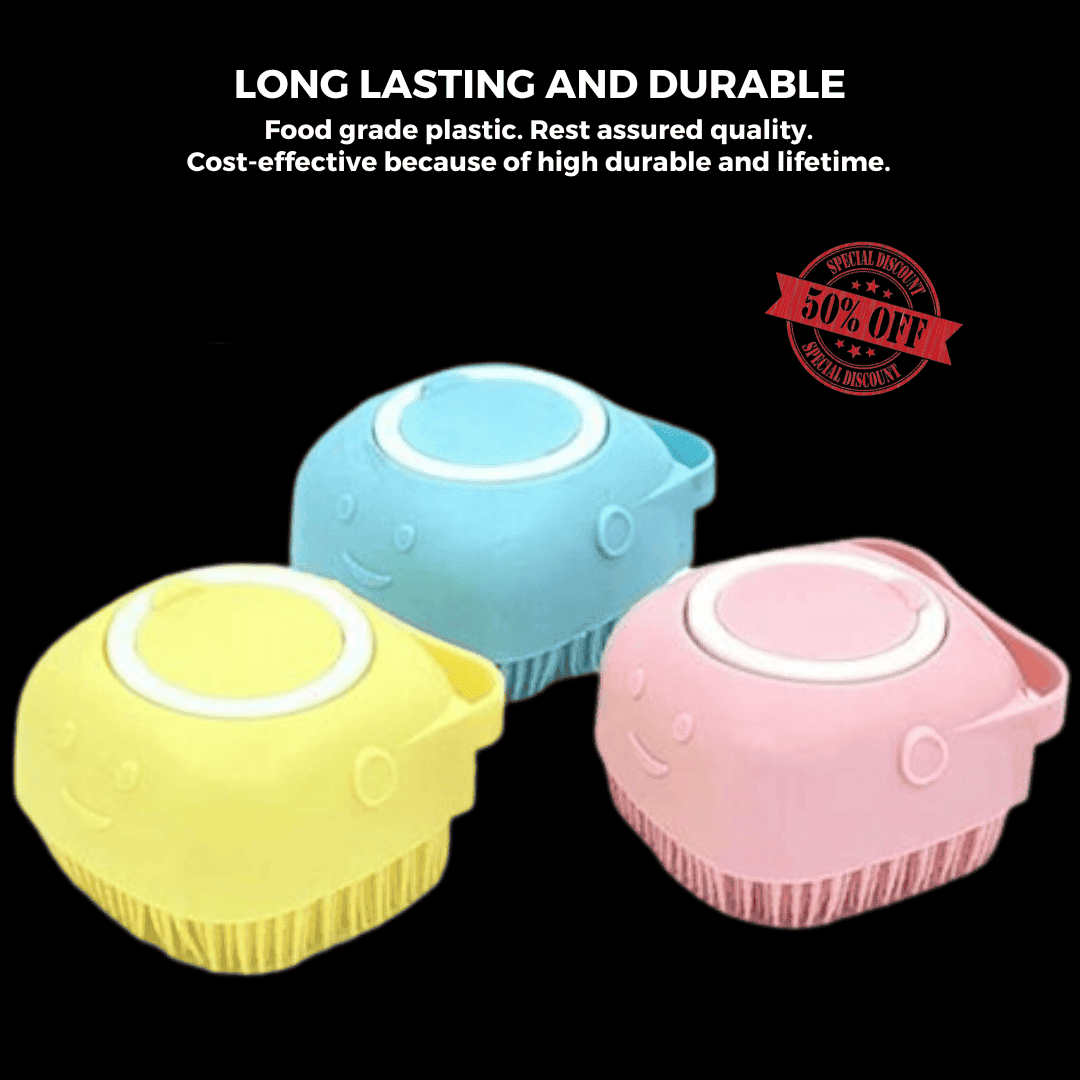 BRUSH FOR PETS' BATHING & MASSAGE | SILICONE BRUSH WITH HOOKS | MULTIPURPOSE