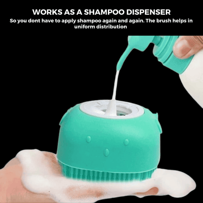 BRUSH FOR PETS' BATHING & MASSAGE | SILICONE BRUSH WITH HOOKS | MULTIPURPOSE