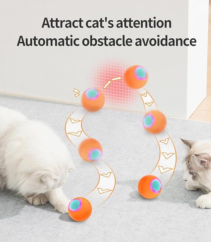 ROTATING CAT TOY BALL - INTERACTIVE RECHARGEABLE LED BALL FOR CATS