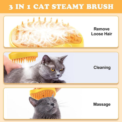 STEAMY PETS' HAIR BRUSH | FOR CATS & DOGS | SPA-LIKE EXPERIENCE