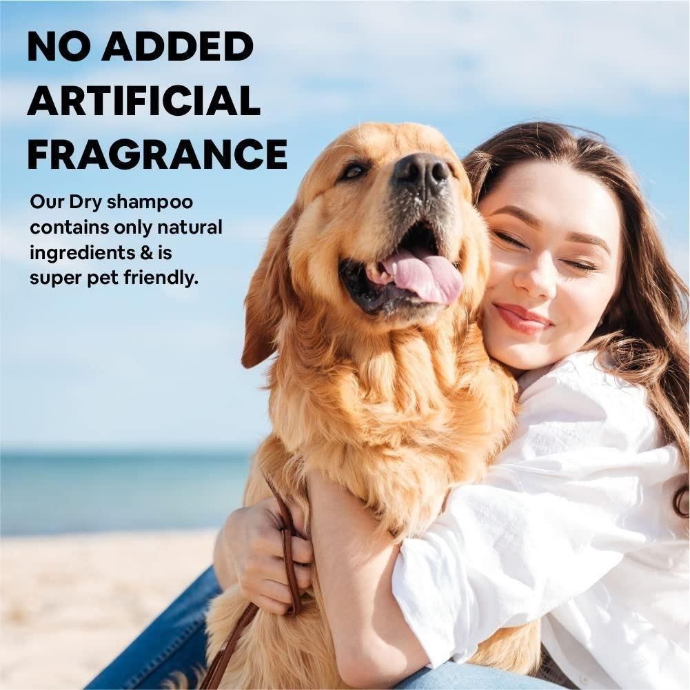 Flazia Pets natural waterless dog shampoo – fresh, long-lasting fragrance for clean-smelling dogs.