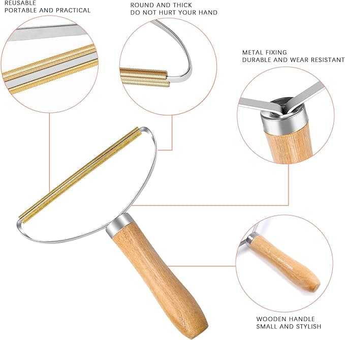 Sharp blades and protective cover of lint remover for safe and effective fabric care.