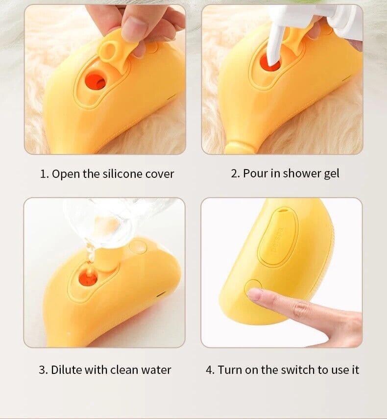 STEAMY Pets’ hair brush in use for easy pet hair removal.