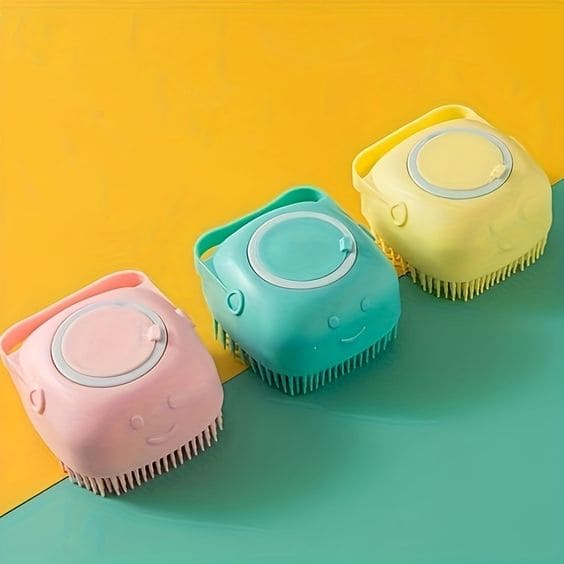 BRUSH FOR PETS' BATHING & MASSAGE | SILICONE BRUSH WITH HOOKS | MULTIPURPOSE